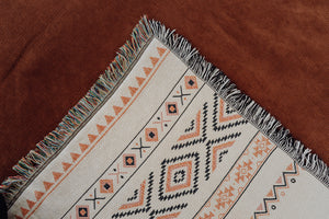 Close-up of cotton throw details